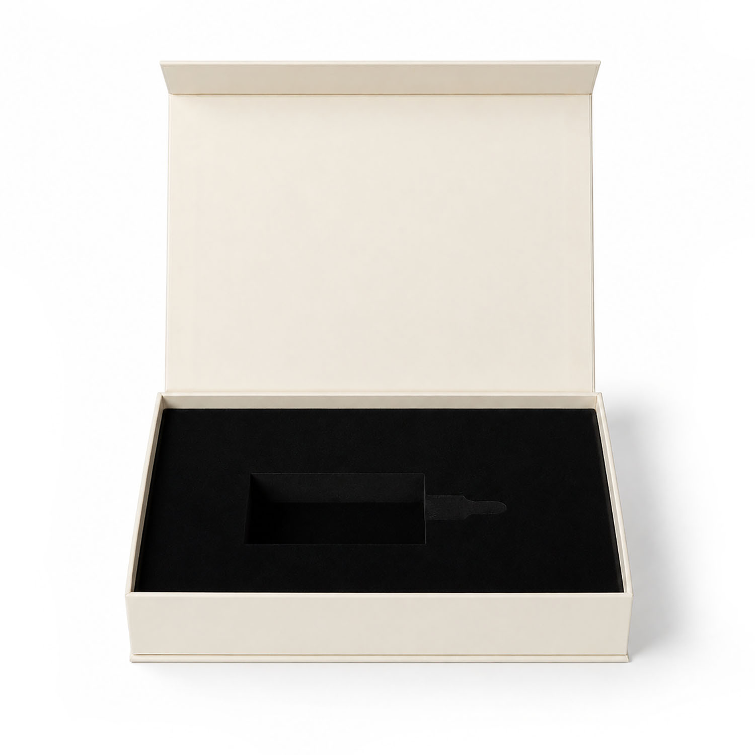 Luxury Cream Magnetic Box – Gold Foil Stamped Logo & Custom Velvet Inlay