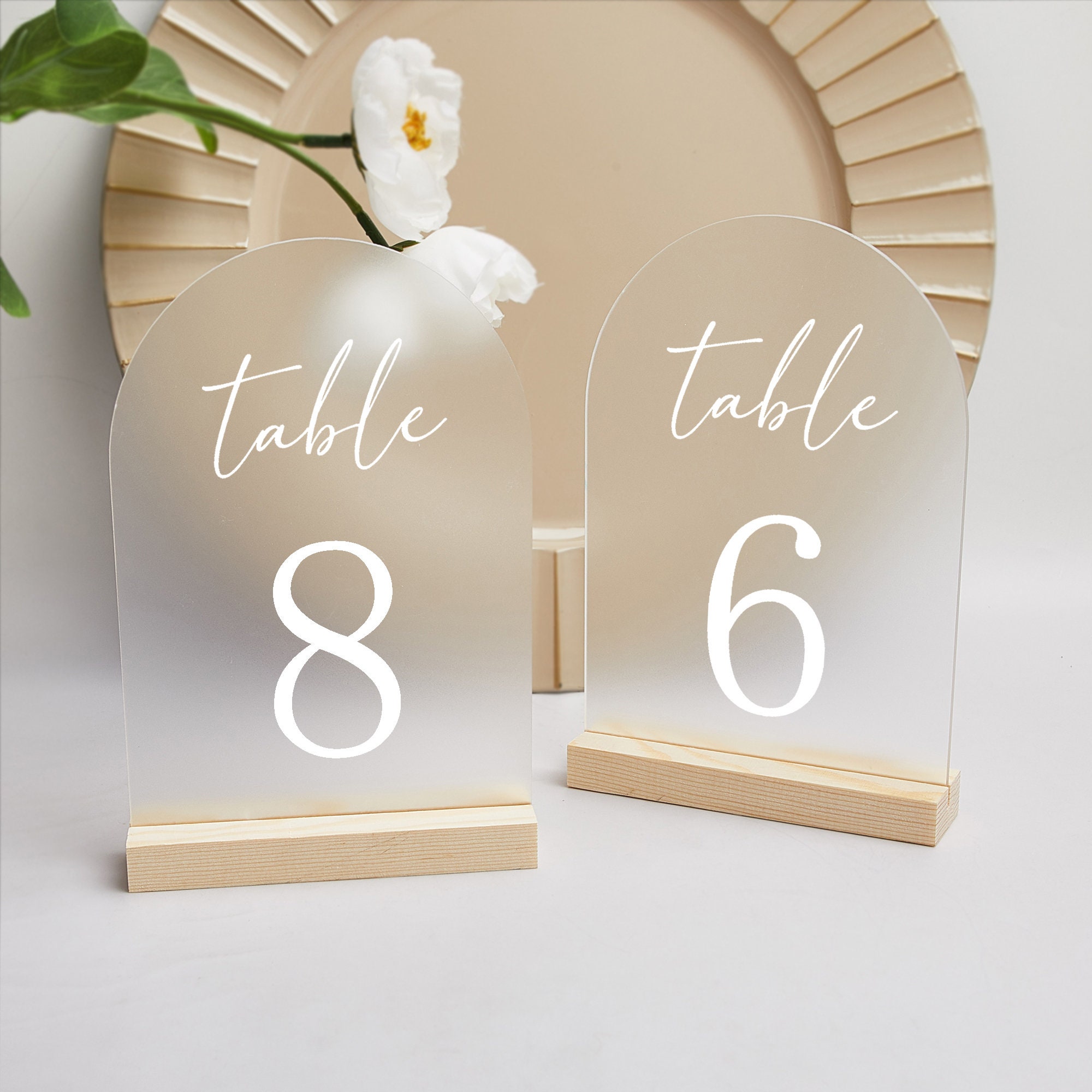 Frosted acrylic table number holder