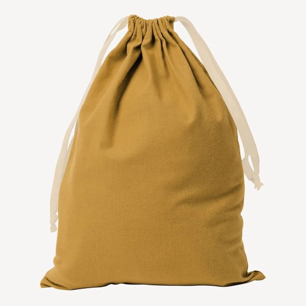 Mustard custom cotton drawstring bag