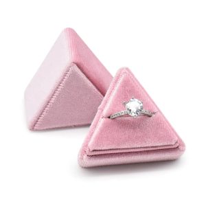 Triangular Jewelry Box Triangle Velvet Jewelry Box – Elegant Custom Ring Box
