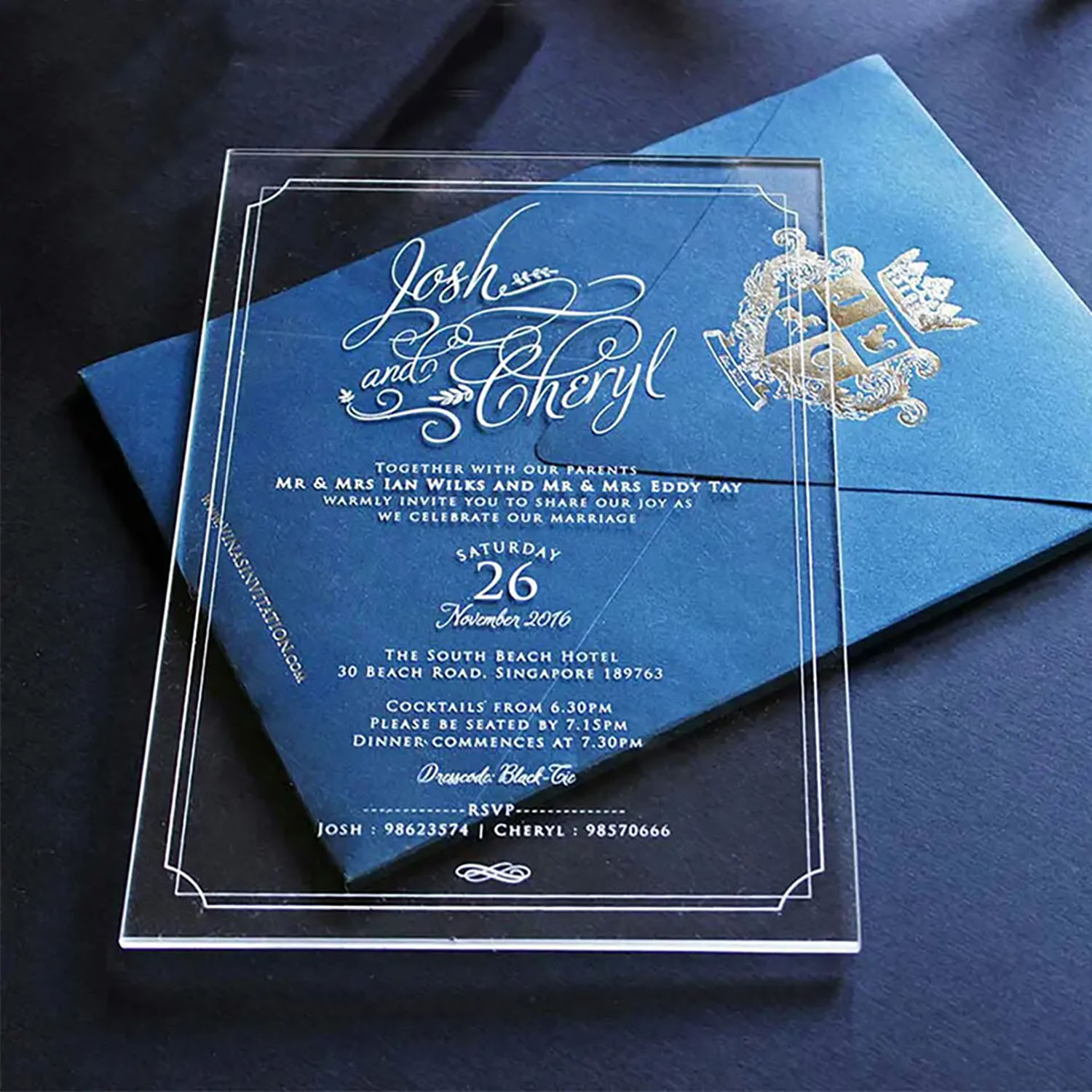 Custom printed acrylic wedding invitation card