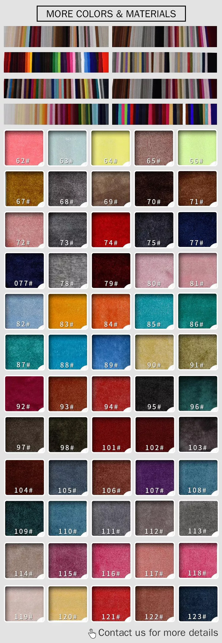 Available velvet fabric colors