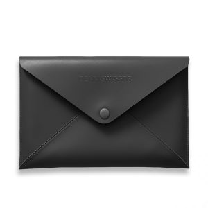 Luxury black genuine leather envelope