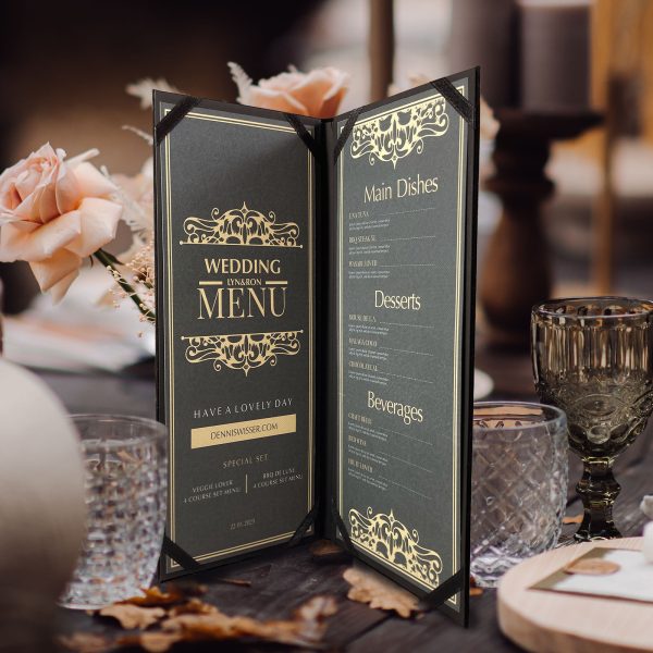 Black velvet menu card folio