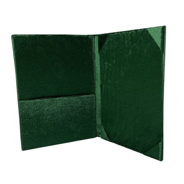 Pocket fold inviattion with green velvet and card holder