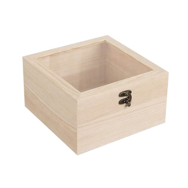 Wooden box with transparent lid