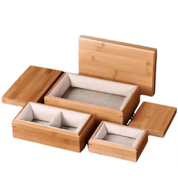 Suede linen bamboo wood box