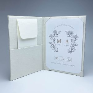 Ivory linen invitation folio