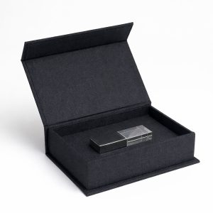Black Linen USB Box with Magnetic Closure