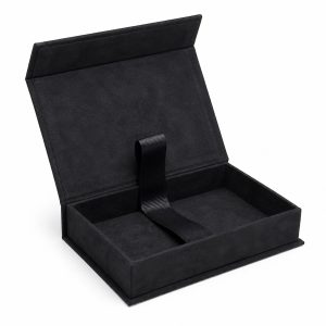 Black suede photo storage box