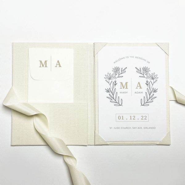 Cream linen invitation folio