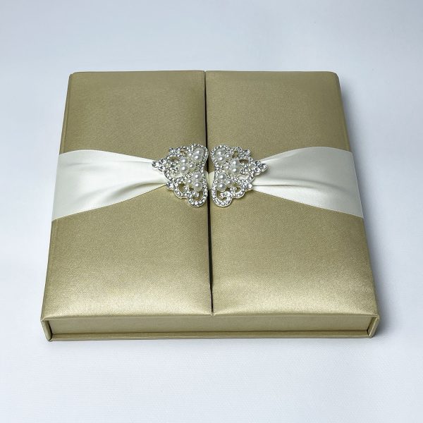 Champagne silk invitation box