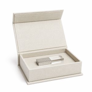 Handmade pale khaki USB box, crafted with love in Chiang Mai, Thailand