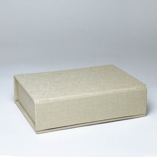 pale khaki linen usb box with magnet closure