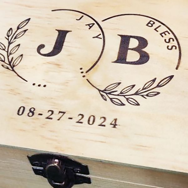 Laser engraved wooden box example from us