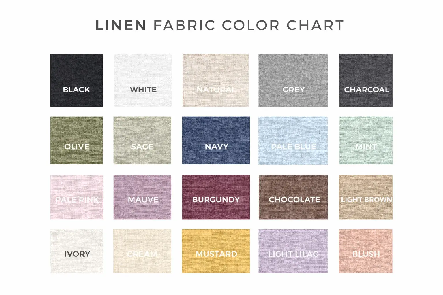 Linen fabric color chart