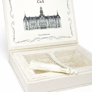 Luxury ivory velvet invitation box for acrylic cards