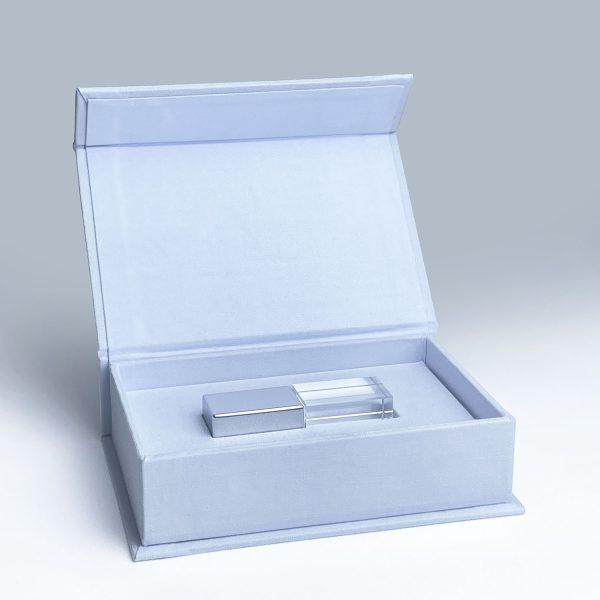 Pale blue linen USB box