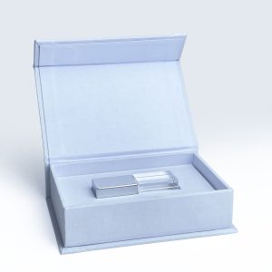 Pale blue linen USB box