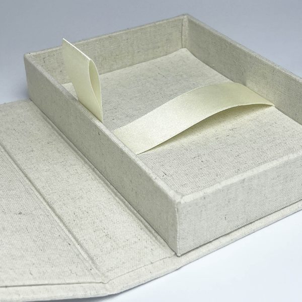 Custom linen photo box, natural color, hand-made