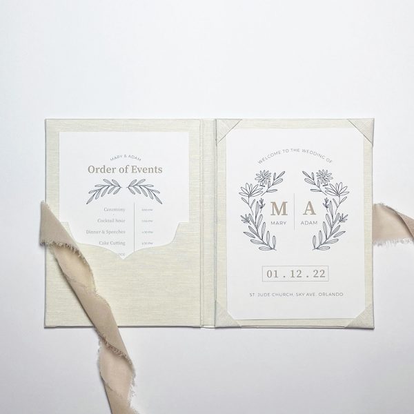 Natural linen invitation folio