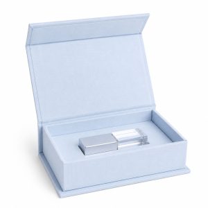 Pale blue linen USB storage box