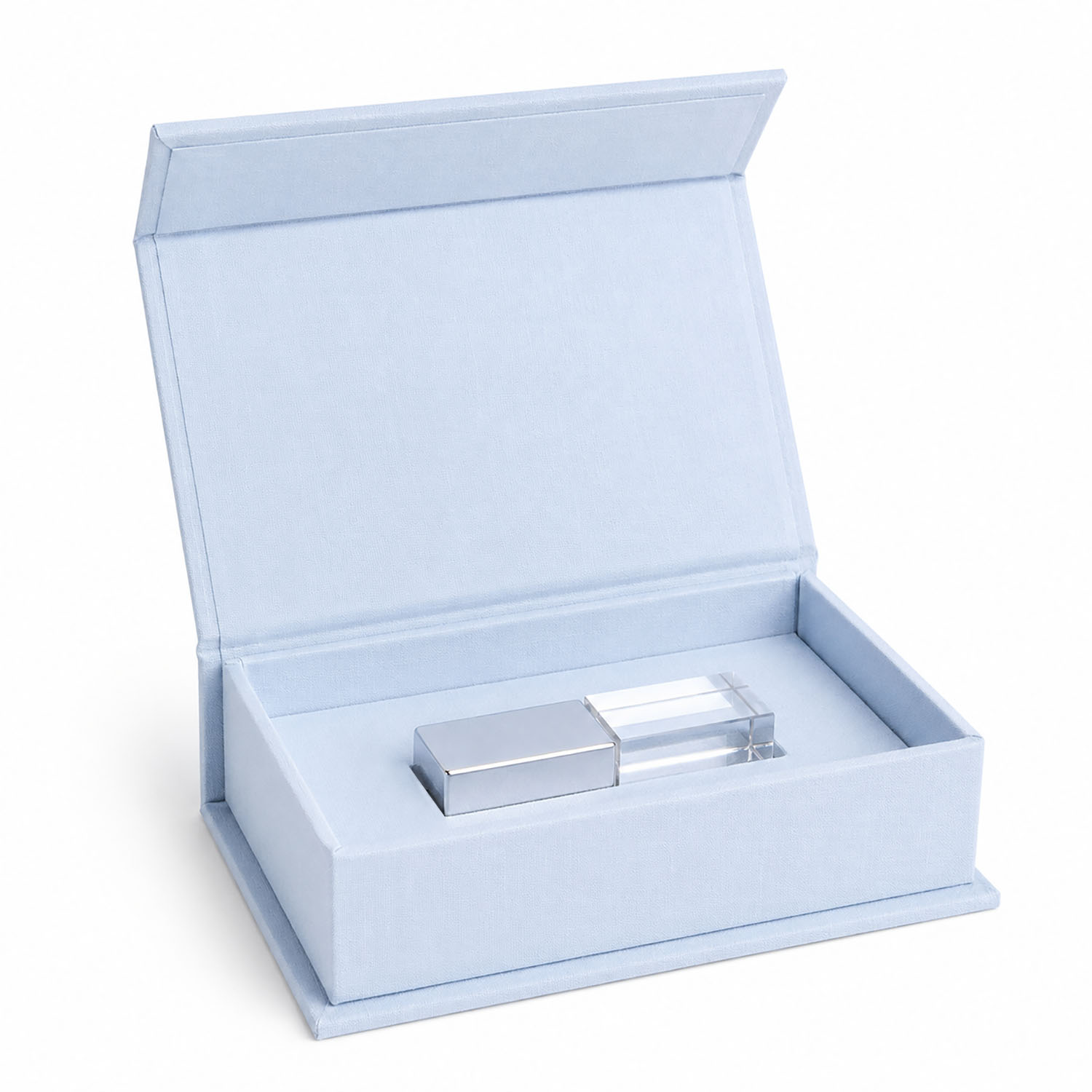 Pale blue linen USB storage box