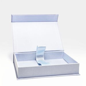 Pale blue linen photo storage box