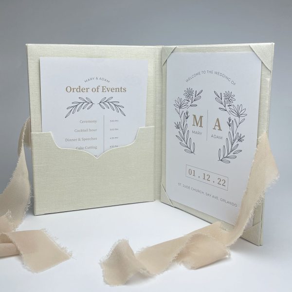 Rustic linen invitation folio