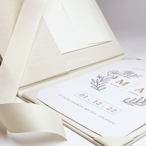 rustic linen invitation folio