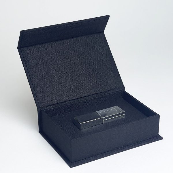 Black linen USB box