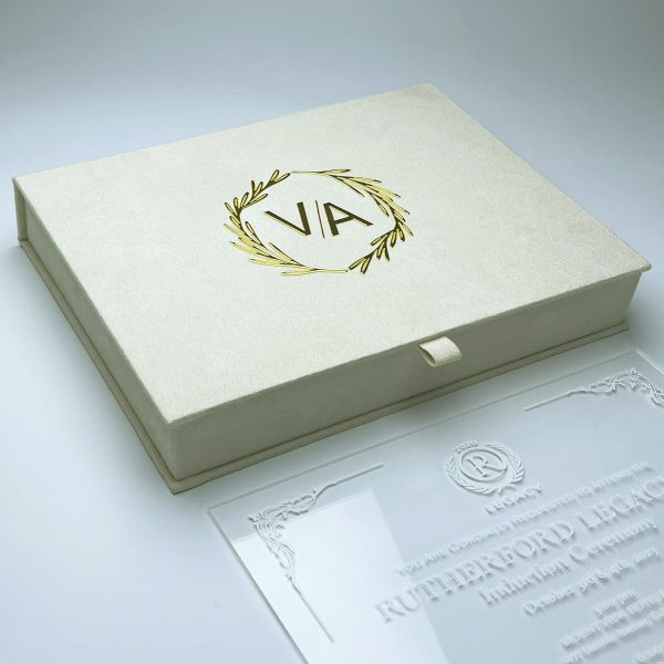 UV printed monogram box for invitation cards