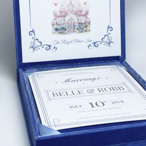 Windsor blue velvet invitation box