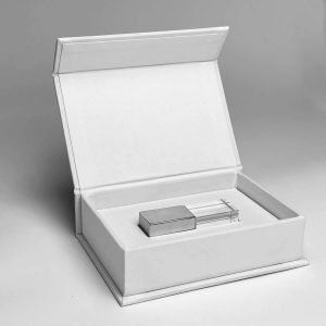 white linen USB storage box