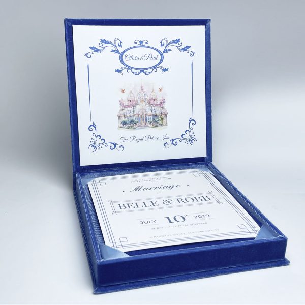 Custom monogram velvet invitation box