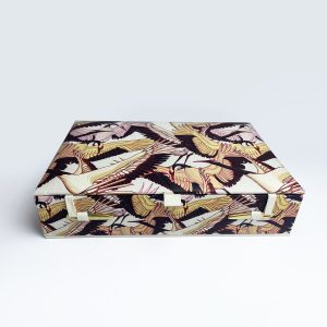 Printed linen fabric keepsake box