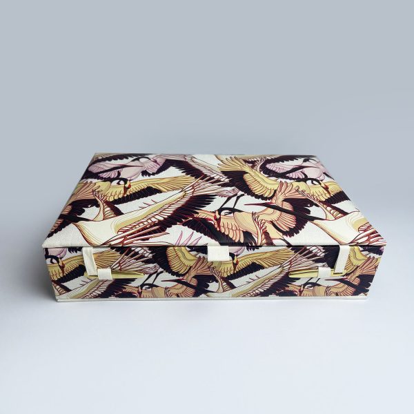 Printed linen fabric keepsake box