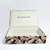 Linen keepsake box with opened lid