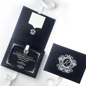 black velvet wedding invitation box