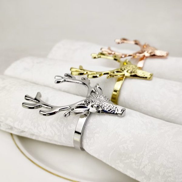 Gold, silver, rose-gold reindeer napkin rings available