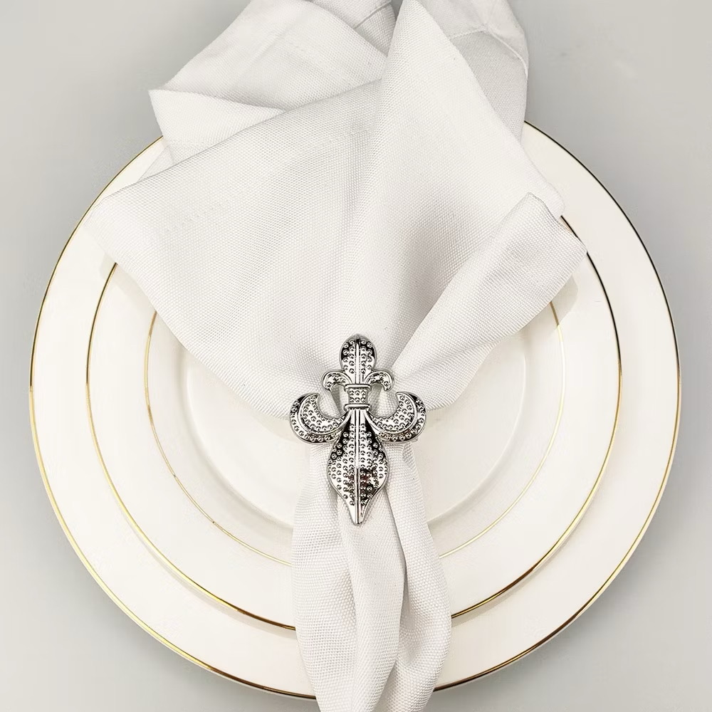 Luxury silver plated fleur de lis napkin ring