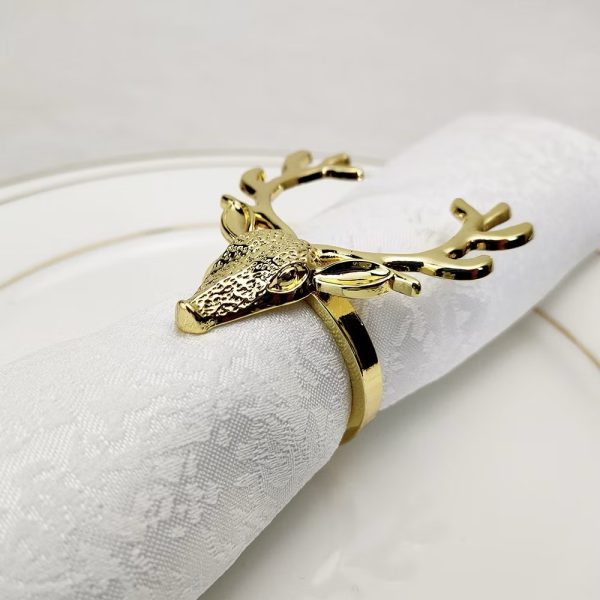 reindeer napkin ring in gold