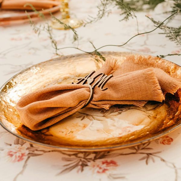 Pine wood monogram napkin ring