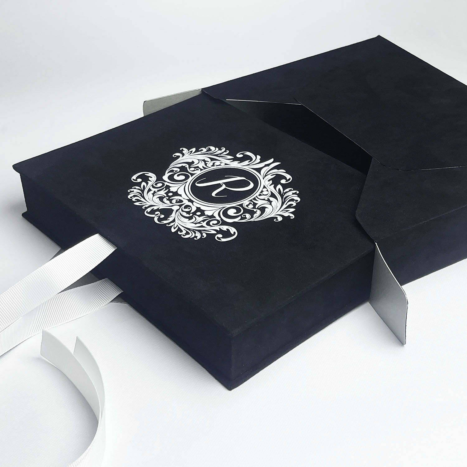 Black velvet mailing envelope