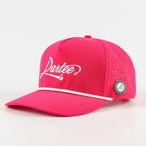 Pink baseball hat with white embroidery