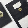 Black Velvet Invitation Box with Gold Foil Monogram