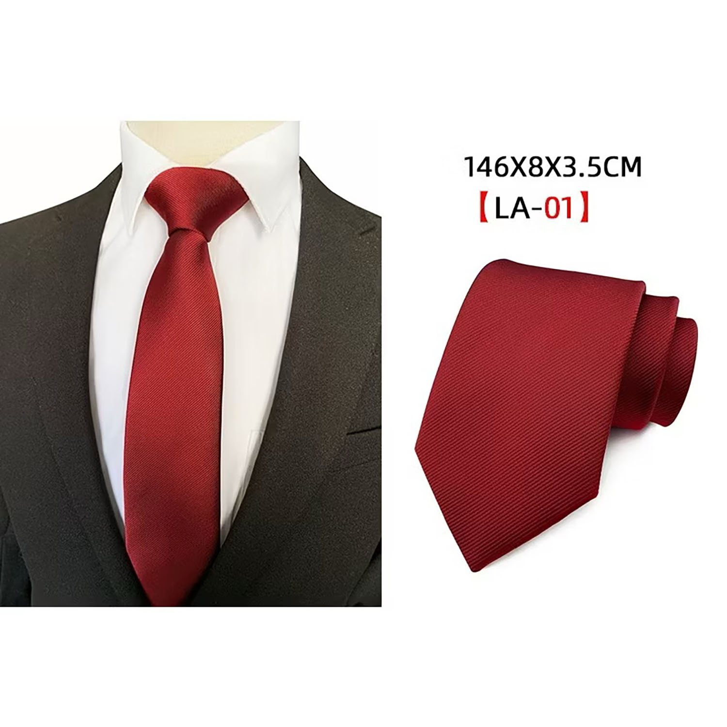 Dark red silk necktie from Chiang Mai, Thailand