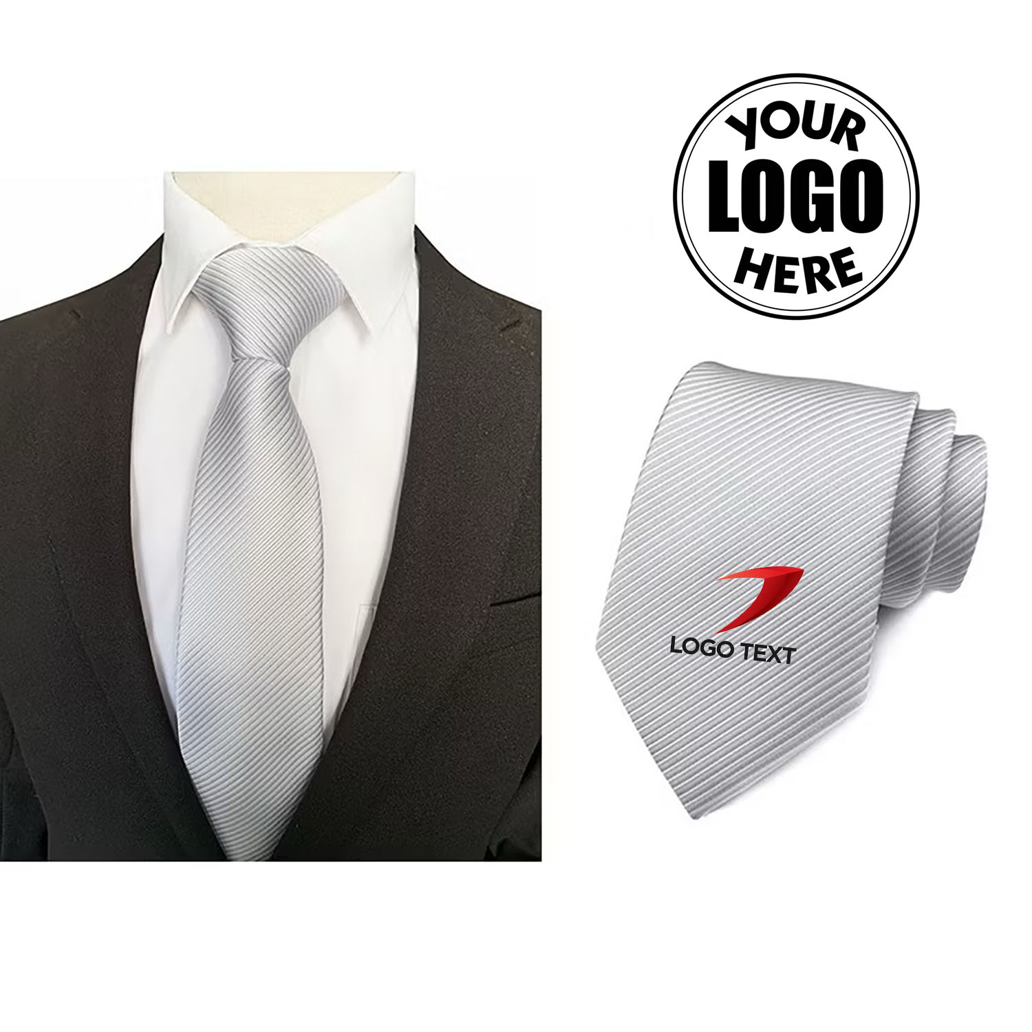 All neckties can be ordered with custom printed logo