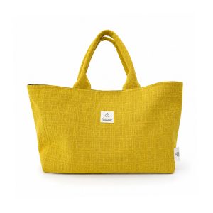Yellow Large Sized Woven-Cotton Beach Bag