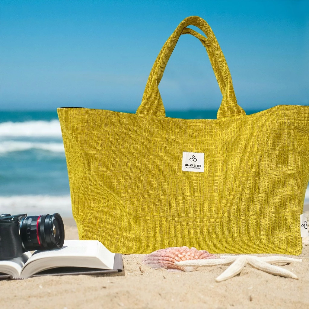 High-end cotton beach bag with 600 D lining against water
